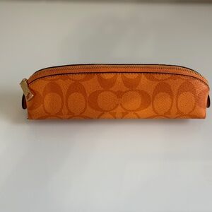 Coach Pencil Case In Colorblock Signature Canvas in Light Orange